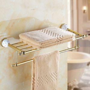 Luxury golden bathroom accessories with diamond, gold finish toilet paper holder towel bar shelf brush holders bath hardware set LJ201204