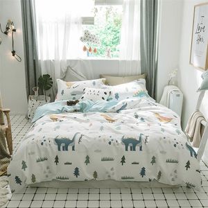 Svetanya Dinosaur Sheet Pillowcase Duvet Cover Bedding Set Cotton Kids Teens Bedlinen Single Queen Full Double Size 201114