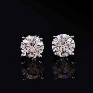 Round Moissanite Stud Earrings for Women 05ct-1ct Hearts and Arrows S925 Sterling Silver White Gold Plated Fine Jewelry