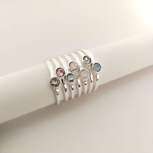 New Rings Style Simple Crystal Stones Wedding Rings Real Silver Gold Plated Color For Women Girl Gift Jewelry