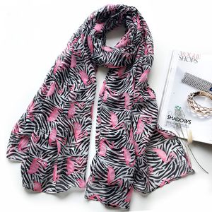 Novo estilo mulheres moda zebra flamingo viscose xaile lenço senhora wrap roubou fodaças hijab tampas de praia tampa sarong