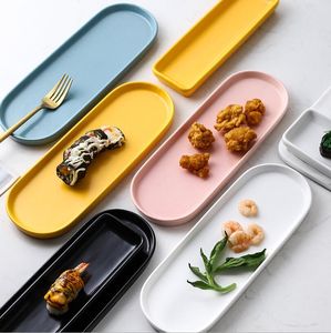 Rektangulära keramiska plattor kreativ personlighet hushåll platt tallrik snack sushi maträtt