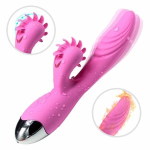 7 Frequency Rotation G-Spot Vibrators Tongue Lips Licking Multi-Speed Handheld Sex Massager,chargeable Waterproof Dildo Vibrator For Women