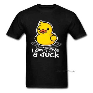 Camiseta de verão I Don't Give A Duck Tees Homens Roupas engraçadas Preto Amarelo Tops Camiseta de algodão Kawaii Namorado Gift Tshirt G1222