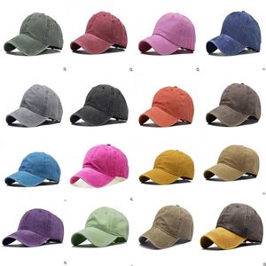 Vintage tvättad färgad basebollkeps Vuxen lapptäcke Justerbar unisex Klassisk vanlig sport utomhus sommar pappa hatt Snapback DB348