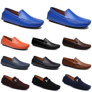 Dudiga drivningar Leathers Shoes Casual Men Breattable Soft Sole Light Tans Blacks Navys Whites Blue Sier Yellows Grey Footwears All-Match Outdoor Cross Border