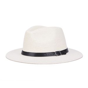 Spring Summer Straw Hat for Men Women Jazz Panama Hats Fedora Wide Brim Sun Protection Beach Cap With Leather Belt Hot sale Y200602