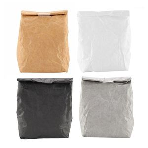 Сумки для хранения ланч мешок для водонепроницаемой изолированной коробки на открытом воздухе пикник Kraft Paper для детей Men11