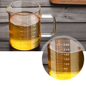 높은 붕규산 식품 학년 유리 측정 컵 냄비 주전자 투명 우유 컵 전자 레인지 가열 가능한 베이킹 부엌 액세서리 201116