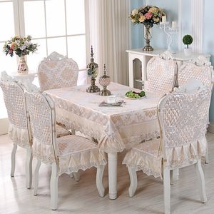 Luxury Europe Table Cloth Satin Floral Lace Chair Seat Cushion Cover Dining Table Party Banquet Wedding Decor Tablecloth tapetes T200707