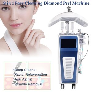 Vertical 9 em 1 hidro dermoabrasão peeling a jato oxigênio led light facial lifting facial máquinas de beleza terapia PDT