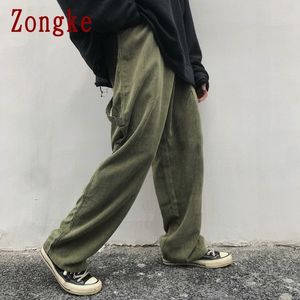 Zongke Jesień Corduroy Casual Baggy Spodnie Mężczyźni Odzież Joggers Koreański Streetwear Spodnie robocze Hip Hop Dressuit M-2XL 201027