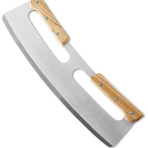 Konditorivaror 36cm kök pizza cutter rostfritt stål trä dubbelhandtag deg skicer paj kniv cocina