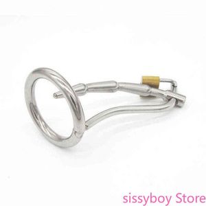 Nxy cockrings aço inoxidável masculino castidade cinto com uretra inserido no dispositivo novo brinquedos sexuais cavalo vara de olho 0214