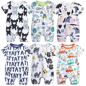2021 New Born Baby Boys Girls Cartoon Clothing Summer Thin Short Sleeved Rompers Infant Animal Costumes Baby Boutique Clothes G1221
