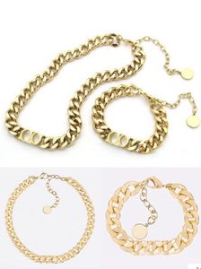 TOP sell letter 14k gold cuban link necklace bracelet choker for mens and women Party lovers gift hip hop jewelry With BOX