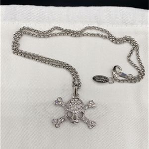 Европейская и американская мода золотой серебристый полный алмазный жемчуг маленький череп двойной кость сатурн ожерелье