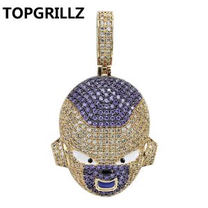 Topgrillz frieza hänge halsband iced out cubic zircon hip hop guld silver färg män charm kedja smycken y1220