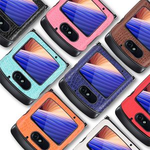 2020 Lüks Timsah Cilt PU Deri Sert Arka Kapak Kılıf için Motorola Moto Razr 5G Telefon Kılıfları