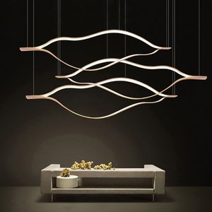 Kreativ design LED-ljuskrona lampa matsal guld hängande ljus fixtur lyx modern kök hängande lampor