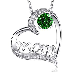 Silver Diamond mom Heart necklace Love pendant fashion jewelry mother day gift will and sandy