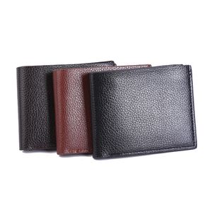 Homens Business Leather Carteira Carteira Marca Luxo Curto Slim Masculino Bolsas Dinheiro Cartão de Crédito Dobra Saco De Embreagem Atacado