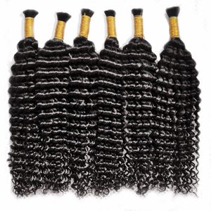 High Quality Bulk Human Hair Bundles Deep Wave Braiding Hair 14-28 inch Natural Black Color 14-28inch 100g/pack