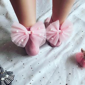 New Baby Girls Socks With Bows Toddlers Infants Cotton Ankle Socks Beading Baby Girls Princess Sock Cute Children Socks 5Pair 10pcs