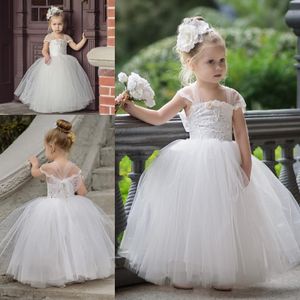 Bonito criança flor meninas vestidos para casamentos mais novo laço tulle tulle vestido de bola infantil crianças vestidos de casamento vestidos de festa