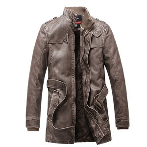 Erkek Ceket Faux Deri Moda erkek Sonbahar Kış Rahat Cep Düğmesi Termal Deri Ceket Üst Kat Vintage Mens Coats