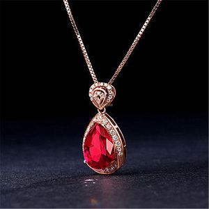 Wholesale rose gold wedding necklace for sale - Group buy women gemstone water drop necklace rose gold chains diamond pendant necklaces women wedding necklaces jewelry will and sandy gift