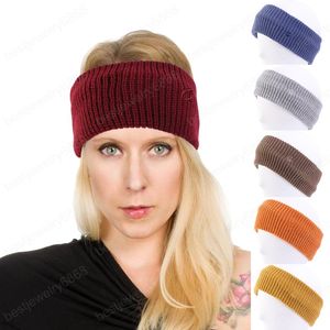 Inverno 2020 Fascia per capelli lavorata a maglia per donna Orecchio invernale Caldo turbante di lana Tinta unita Fascia per capelli Copricapo per donna Accessori per capelli moda 16 colori