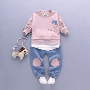 Çocuk Erkek Giysileri Set Yenidoğan Yürüyor Çocuk Erkek Bebek Giysileri Bahar Sonbahar T-shirt Hoodie Tops + Uzun Pantolon Kıyafetler Set 2 adet LJ200831