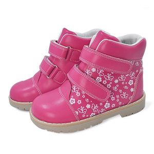 ブーツ小さな女の子のための花印刷の矯正整形外科の靴のスニーカーとブーツ