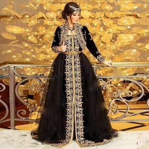 Abiti da sera tradizionali in caftano albanese del Kosovo con giacca 2022 perline di pizzo in oro nero Abiti da sposa abiti da ballo tunisini Karakou algerino