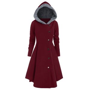 Rosegal plus storlek asymmetrisk kontrast hooded skirted coat hoodie single breasted tjocka kvinnor gotiska rockar solid vinter t190903