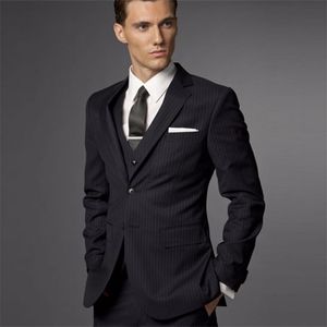 Groom Suit Свадебные костюмы для мужчин мужской полосатый костюм свадебный жених смокинг, адаптация 3 частей костюм черный свадьба смокинг для мужчин 201106