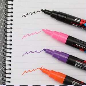 7 Pieces/Light Uni Posca PC-5M Paint Marker Pen-Fine Tip-1.8mm-2.5mm POP Advertising Note Pen Marker Pen Office Hand Painted Pai 201212