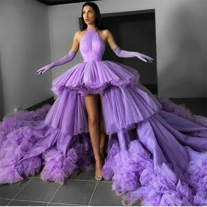 Ho Lo Aftonklänningar Tiered Ruffles Design Tulle Prom Klänningar med Avtagbara Långärmad Skräddarsy Made Fashion Luxury Formal Party Gown