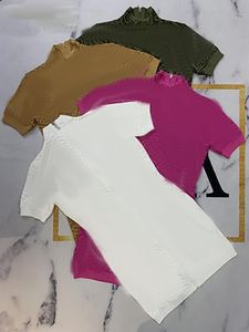 2022 Nowe luksusowe mody sukienki dla kobiet Sexy Choker Midi Dzianiny z krótkim rękawem Sweter Sukienki Lato S-L