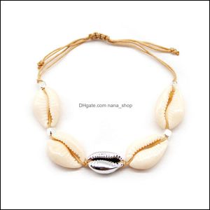 Charm Bracelets Jewelry Shell Bracelet For Women Seashell Statement Adjustable Sea Cord Bib Collar Hawaiian Drop Delivery 2021 8Qwpd