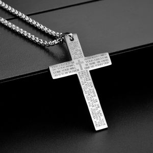 Stainless steel scriptures Cross pendant Necklace Gold chains C women mens fashion jewelry will and sandy gift