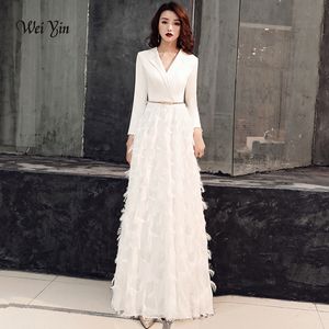 Wei Yin 2020 Biały Suknia Elegancka Elegancka Koronki Wieczorowe Suknie Długie Formalne Prom Dress Style Kobiety Prom Party Dresses LJ201120