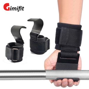 Weight Lifting Hooks Fitness Hand-Bar Wrist Strap Glove Gym Dumbbell Hooks Weight Strap Pull-Ups Power Lifting Strength Training Q0108