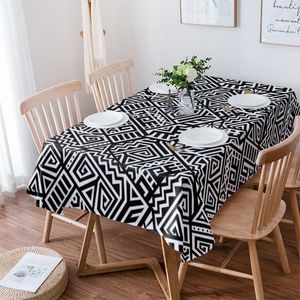 テーブルクロス民族の幾何学的黒と白の防水食事のテーブルクロスキッチン装飾コーヒー料理パーティーカバー