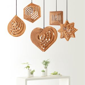 Creative Art Nordic wood pendant lamps restaurant cafe bar Heart shape decorative pendant Hanging lamp