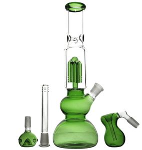 28CM 11 pollici Bong in vetro 18MM Joint Banger Ashcatcher Verde Tubo filtro vintage Impianti petroliferi Gorgogliatore Tubo dell'acqua Bong Narghilè Realizzato solo su ordinazione