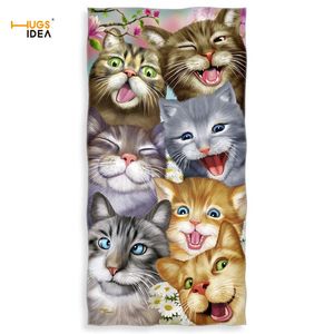 Hugsidea Microfibra Toalhas Gatos / Cães / Cavalo / Oceano Selfie 3D Impressão Grandes toalhas de banho espessas para crianças Baby Creative Beach Towel 201027