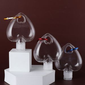 50ml forma coração forma sanitizer garrafa com gancho de chaves transparente transparente recipientes recipientes recipientes de Natal DH8586