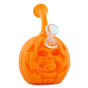 6 inch glass bong silicone pipe bongs hookah pumpkin water pipes Halloween smoking dab rigs heat resistant bubbler favorable price